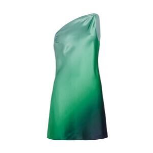 Cami Nyc 'Anges Ombre' Green One Shoulder Silk Satin Minidress Size S